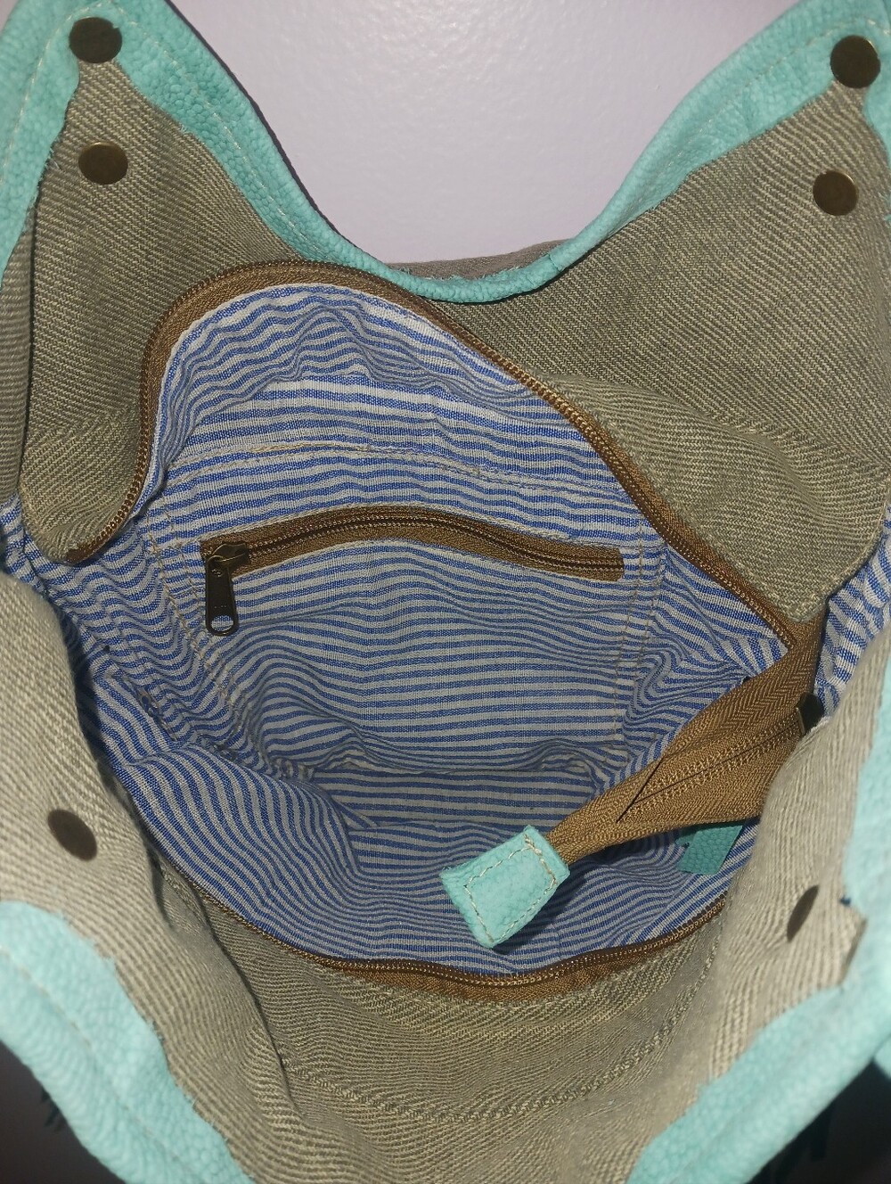 Ohlay by American Darling Turquoise Crossbody Bag with Upcycled Aztec Canvas - Picture 6 of 6
